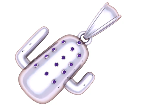 Minimal Cactus Charm Pendant 3D Printable Model 3D Print Model