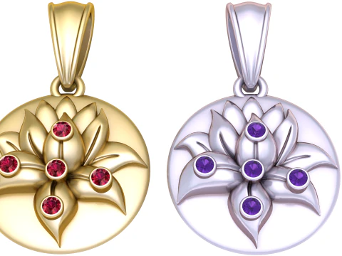 Sacred Lotus Blossom Medallion 3D Printable 3D Print Model