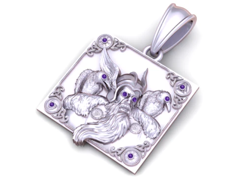 Odin Raven God Square Pendant 3D Printable Model 3D Print Model