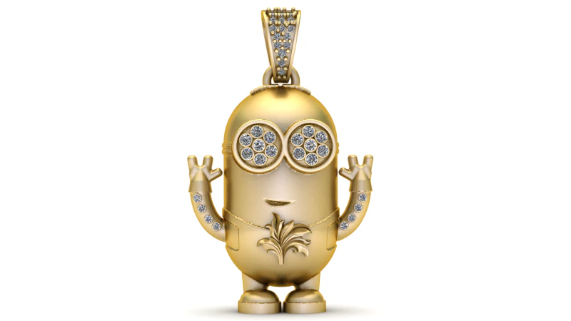 高級ゴールド漫画キャラクターペンダント 3Dプリントモデル .c4d .max .obj .3ds .fbx .stl .blend 