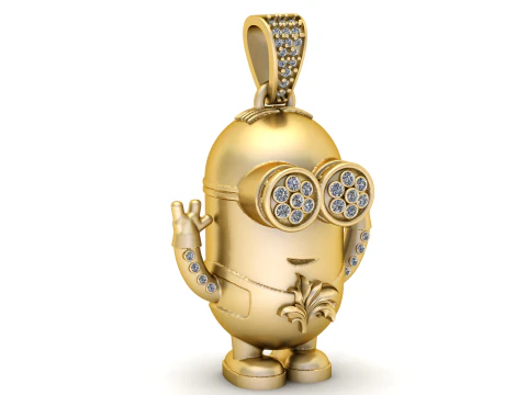 高級ゴールド漫画キャラクターペンダント 3Dプリントモデル