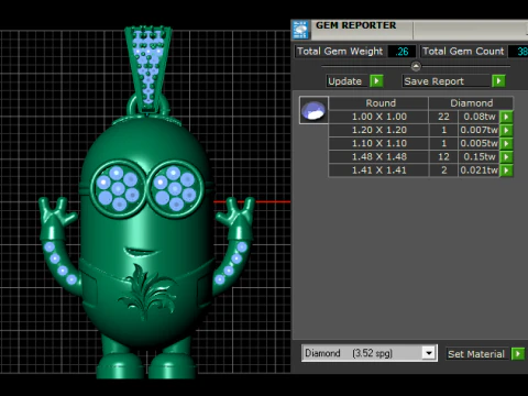 高級ゴールド漫画キャラクターペンダント 3Dプリントモデル