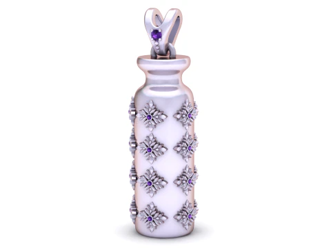 Royal Gold Ornamental Pendant with Blue Sapphire Stones 3D Print Model