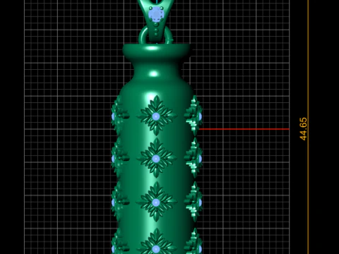 Royal Gold Ornamental Pendant with Blue Sapphire Stones 3D Print Model