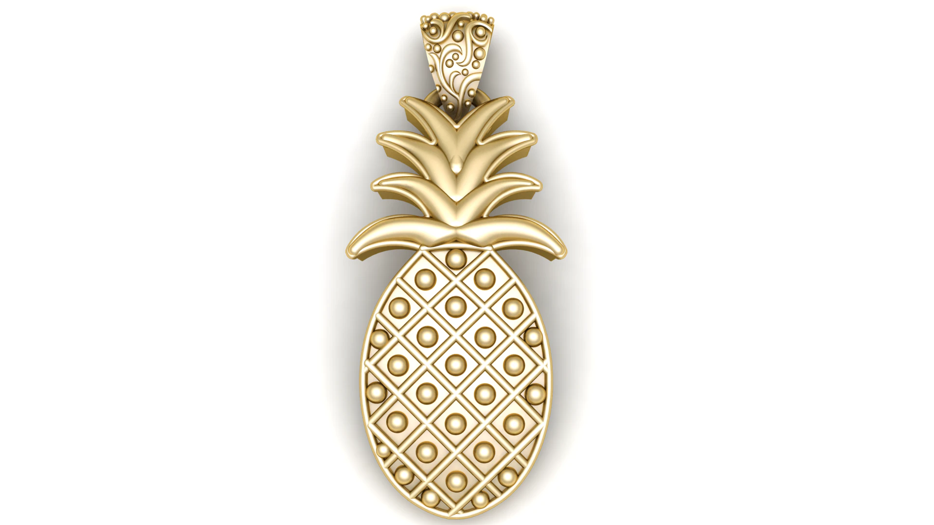 Luxury Gold Pineapple Pendant 3D Print Model .c4d .max .obj .3ds .fbx .stl .blend