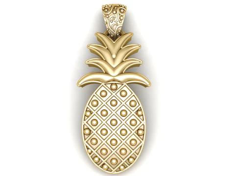 L&uuml;ks Altın Ananas Kolye 3D Baskı Modeli