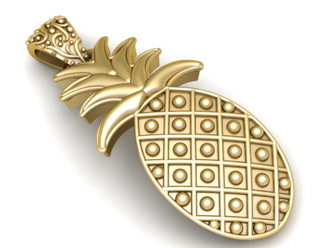 Luxury Gold Pineapple Pendant 3D Print Model
