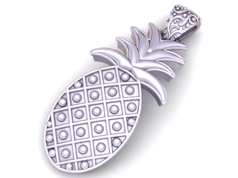 Luxury Gold Pineapple Pendant 3D Print Model