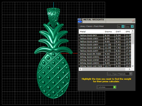 Luxury Gold Pineapple Pendant 3D Print Model