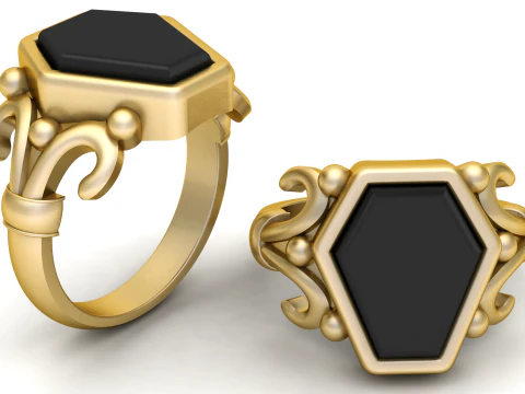 Chevali&egrave;re de luxe en or et onyx noir Modèles 3D en vedette