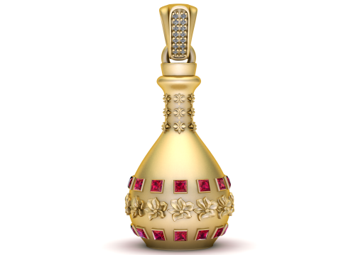 Royal Gold Blumenanh&auml;nger mit Rubinsteinen 3D Druckmodell