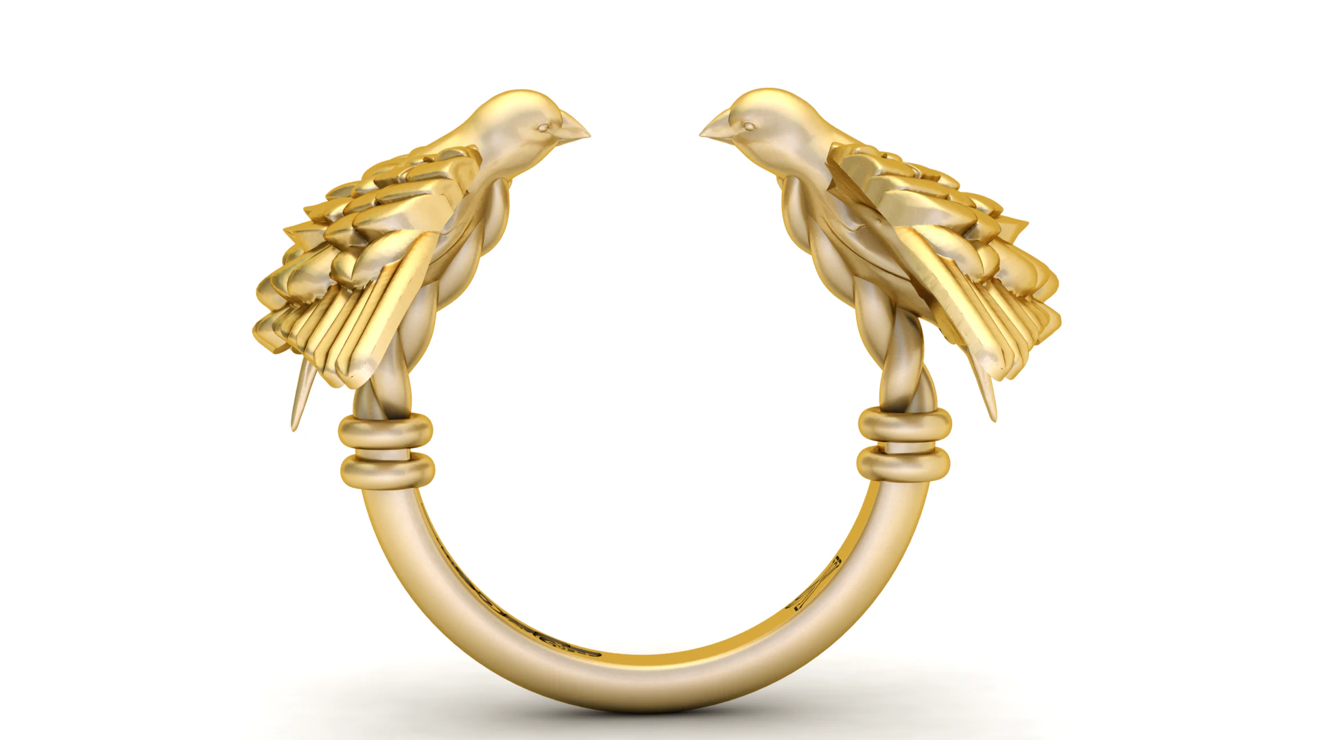 Golden Twin Birds Ring Luxury Nature 3D Print Model .c4d .max .obj .3ds .fbx .stl .blend 