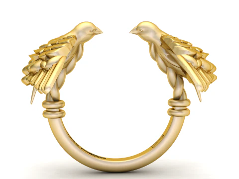 Anel G&ecirc;meo Dourado para P&aacute;ssaros Luxo Natureza Modelo de Impressão 3D