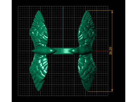 Bague Oiseaux Jumeaux Dor&eacute;s Luxe Nature Modèles 3D en vedette