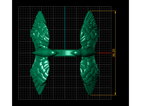 Golden Twin Birds Ring Luxury Nature 3D Print Model