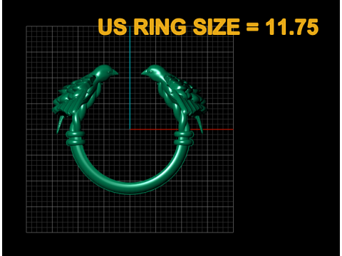 Bague Oiseaux Jumeaux Dor&eacute;s Luxe Nature Modèles 3D en vedette