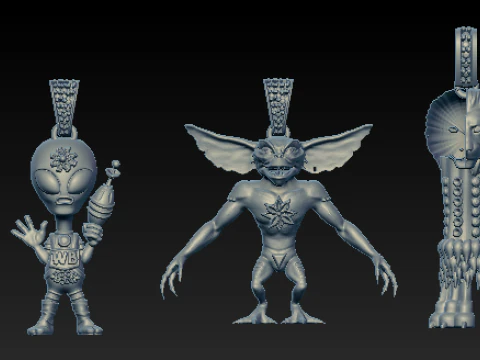 Koleksi Liontin Penjaga Mistik Makhluk Fantasi Makhluk Mitos 3D Dapat Dicetak Model Cetak 3D