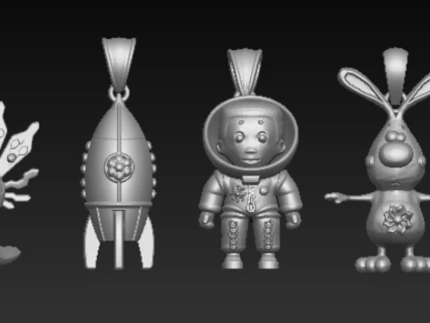 Cosmic Cuties Future Symbols Sci-Fi Pendant Collection 3D Printable STL 3D Print Model