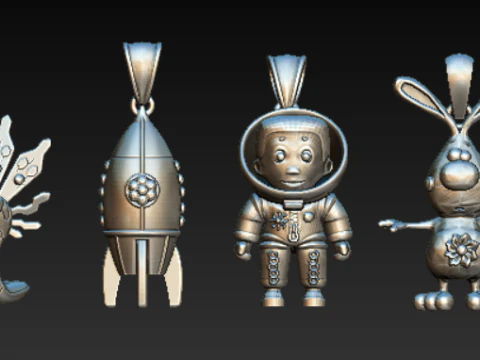 Cosmic Cuties Future Symbols Sci-Fi Pendant Collection 3D Printable STL 3D Print Model