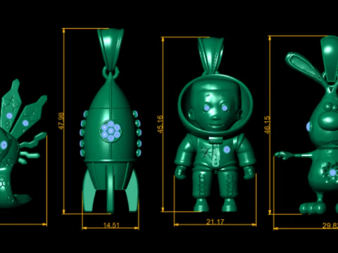 Cosmic Cuties Future Symbols Sci-Fi Pendant Collection 3D Printable STL 3D Print Model