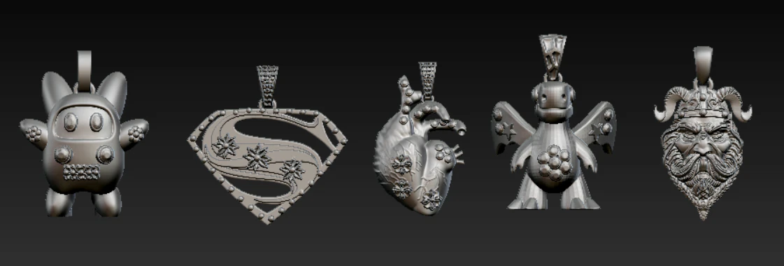 Fantasy Character Symbol Pendant Collection 3D Printable Jewelry Set 3D Print Model .c4d .max .obj .3ds .fbx .stl .blend
