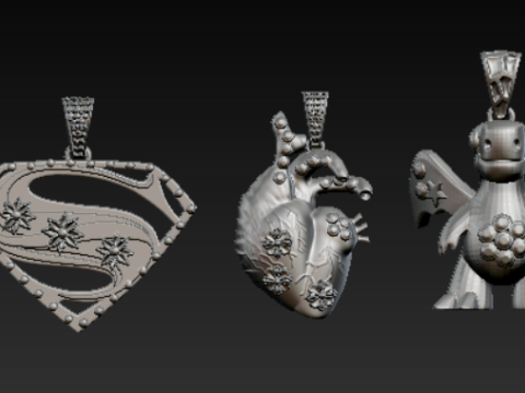 Fantasy Character Symbol Pendant Collection 3D Printable Jewelry Set 3D Принт Модель