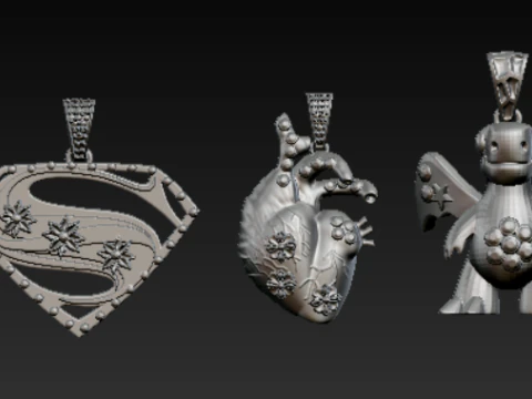 Koleksi Liontin Simbol Karakter Fantasi Set Perhiasan Cetak 3D Model Cetak 3D