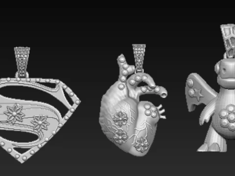 Fantasy Character Symbol Pendant Collection 3D Printable Jewelry Set 3D Print Model