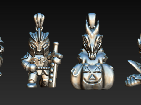 Dark Fantasy Warrior Kafatası Kolye Koleksiyonu Y&uuml;ksek Detaylı 3D Yazdırılabilir Takı 3D Baskı Modeli