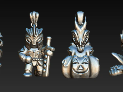 Cole&ccedil;&atilde;o de pingente de caveira de guerreiro fantasia escura joias imprim&iacute;veis em 3D de alto detalhe Modelo de Impressão 3D