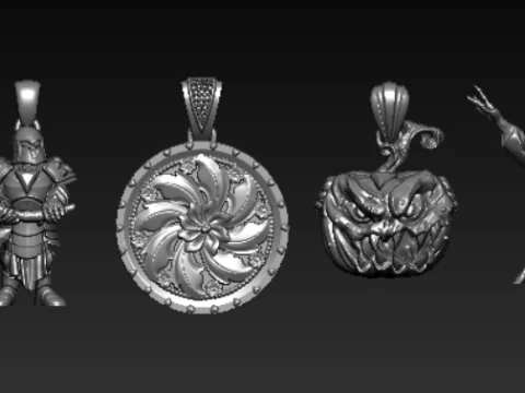 Luxury Fantasy Warrior Ornamental Pendant Collection High-Detail 3D Printable Jewelry 3D Print Model