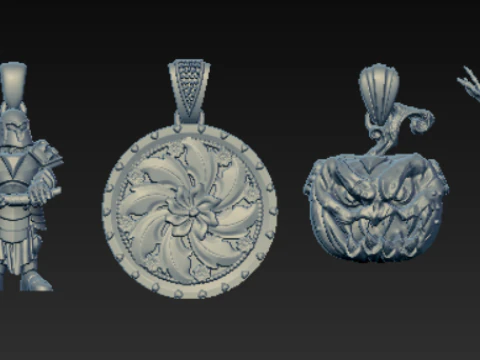Luxury Fantasy Warrior Ornamental Pendant Collection High-Detail 3D Printable Jewelry 3D Print Model