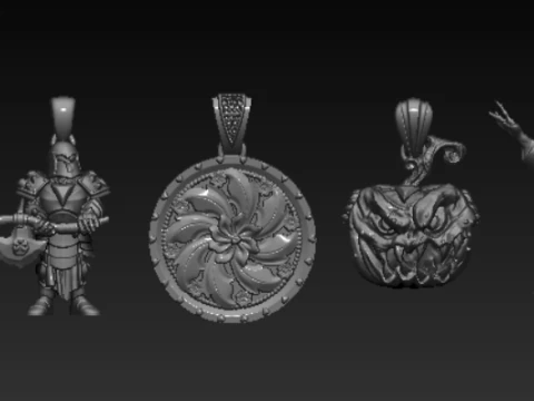 Luxury Fantasy Warrior Ornamental Pendant Collection High-Detail 3D Printable Jewelry 3D Print Model