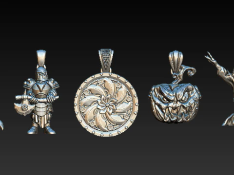Luxury Fantasy Warrior Ornamental Pendant Collection High-Detail 3D Printable Jewelry 3D Print Model