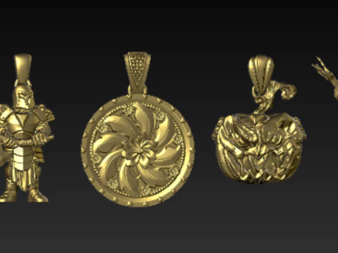 Luxury Fantasy Warrior Ornamental Pendant Collection High-Detail 3D Printable Jewelry 3D Print Model