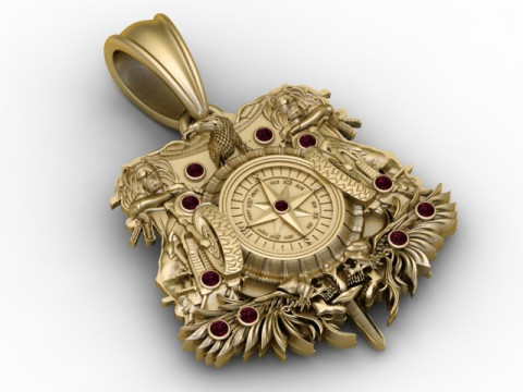 Colgante de br&uacute;jula guardi&aacute;n celestial Joyer&iacute;a imprimible en 3D Modelo de impresión 3D