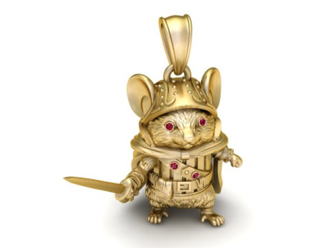 Valiant Mouse Knight Pendentif Bijoux imprimables en 3D Modèles 3D en vedette