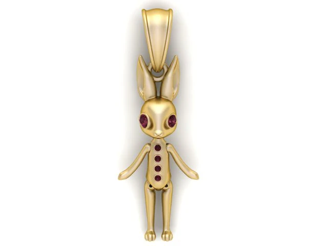 Luna Bunny Pendant 3D Printable Jewelry 3D Print Model .c4d .max .obj .3ds .fbx .stl .blend