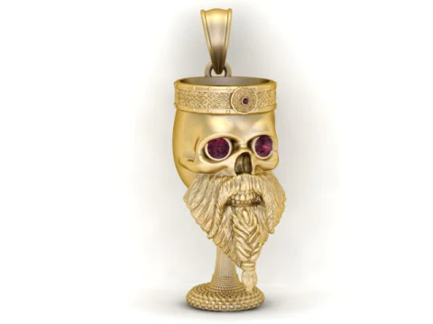 Gioielli stampabili in 3D con ciondolo Re Teschio Reale Modello di stampa 3D