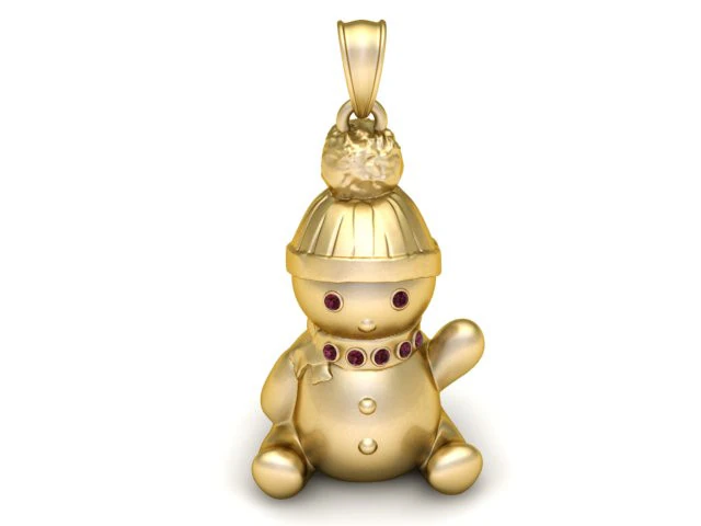 Winter Joy Snowman Pendant 3D Printable Jewelry 3D Print Model .c4d .max .obj .3ds .fbx .stl .blend