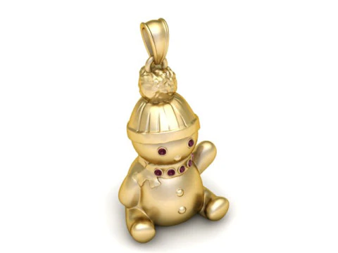 Winter Joy Snowman Pendant 3D Printable Jewelry 3D Print Model