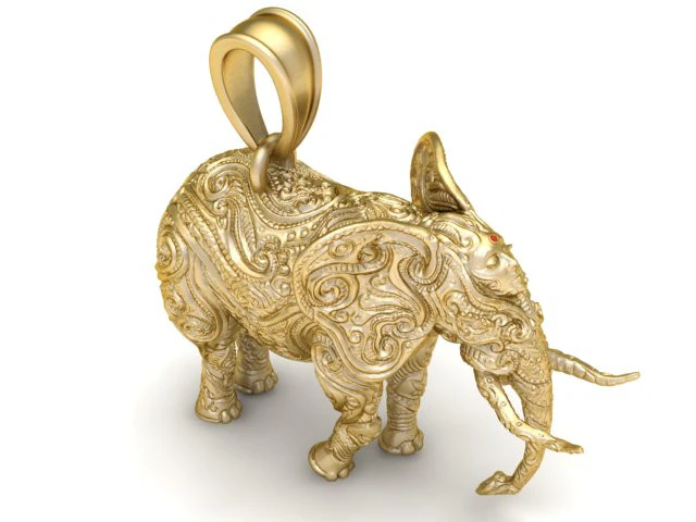 Imperial Elephant Pendant 3D Printable Jewelry 3D Print Model .c4d .max .obj .3ds .fbx .stl .blend