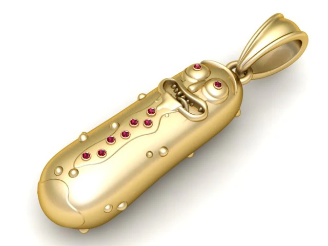 Pickle King Pendant 3D Printable Jewelry 3D Print Model .c4d .max .obj .3ds .fbx .stl .blend 