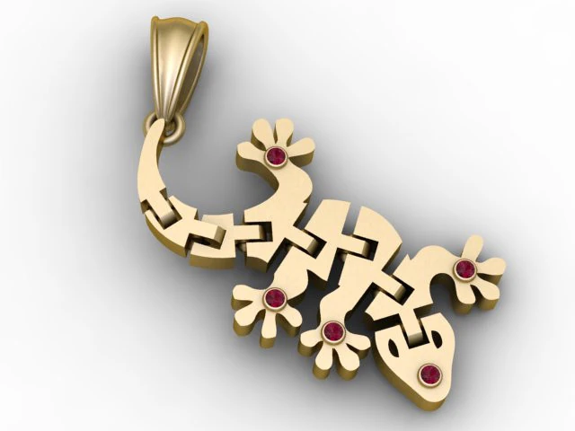 Gecko Totem Pendant 3D Printable Jewelry 3D Print Model .c4d .max .obj .3ds .fbx .stl .blend
