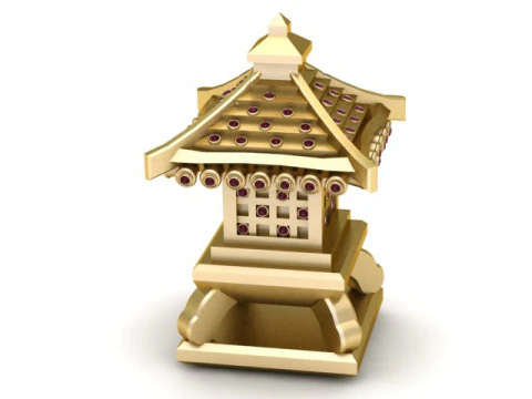 Wisiorek świątynny z latarnią Zen Święta Pagoda Godło świetlne Biżuteria do druku 3D Model do druku 3D
