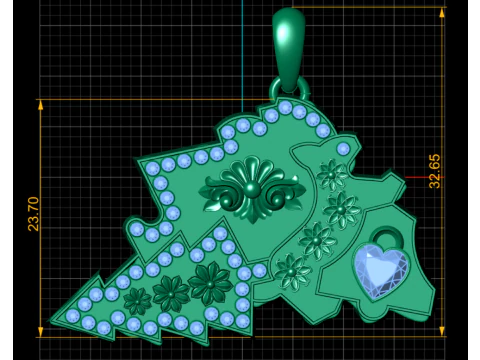 Sacred Hand Heart Pendant Floral Hamsa-Inspired Gold Pendant with Ruby Accents 3D Printable Jewel 3D Print Model