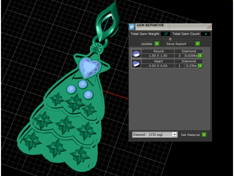 Celestial Heart Tree Pendant Golden Christmas Tree with Blue Gemstones 3D Printable Jewelry 3D Print Model