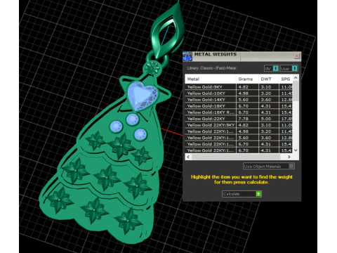Celestial Heart Tree Pendant Golden Christmas Tree with Blue Gemstones 3D Printable Jewelry 3D Print Model