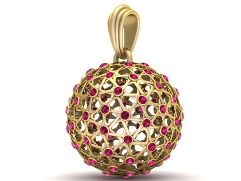 Royal Lattice Sphere Pendant Gemstone Encrusted 3D Printable Jewelry Model 3D Print Model
