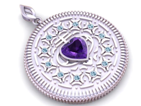 Royal Heart Medallion Pendant Ornamental Gemstone 3D Printable Jewelry Model 3D Print Model